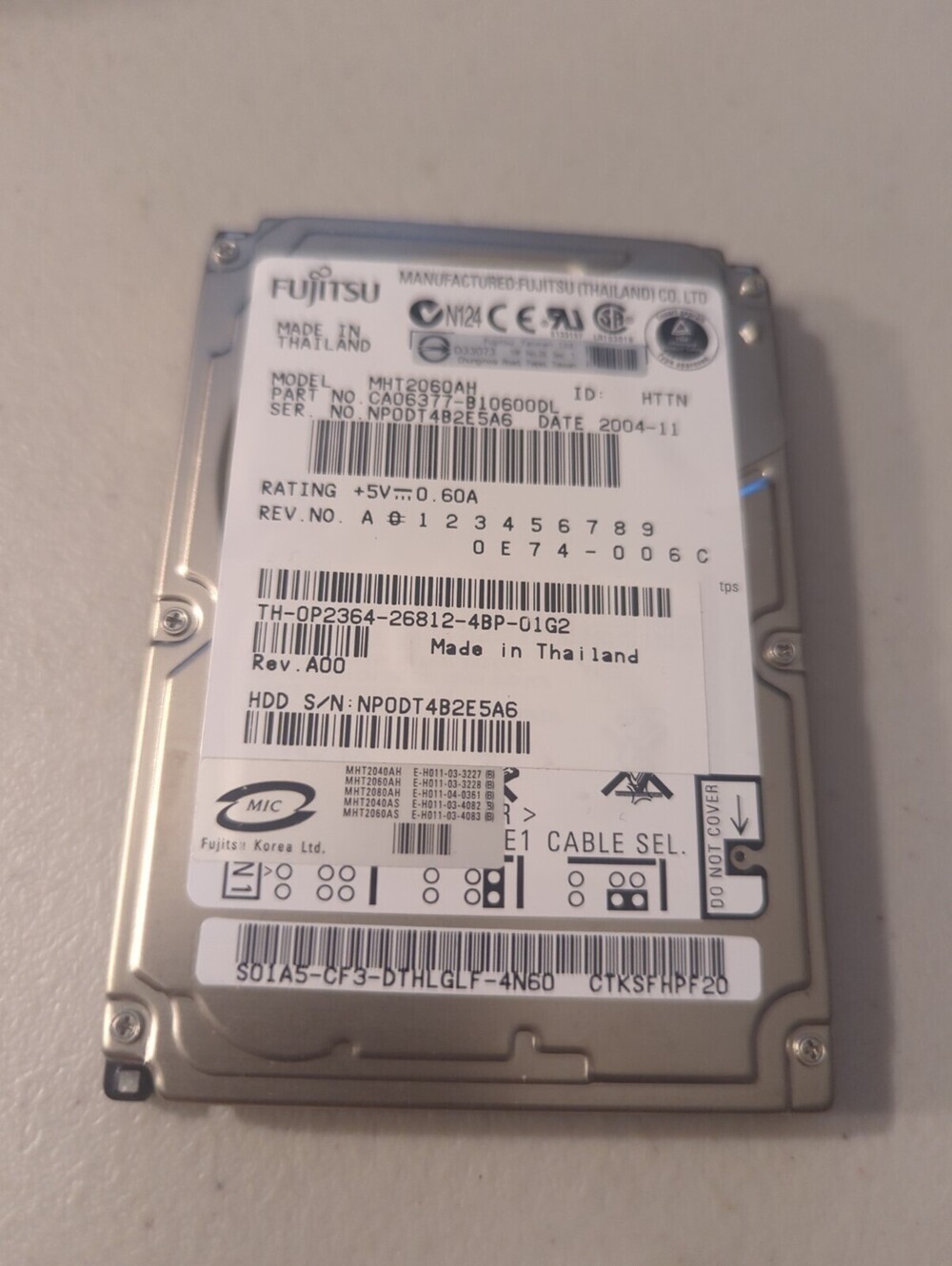 Fujitsu Mobile 60GB 2.5" IDE Hard Drive - MHT2060AH - TESTED